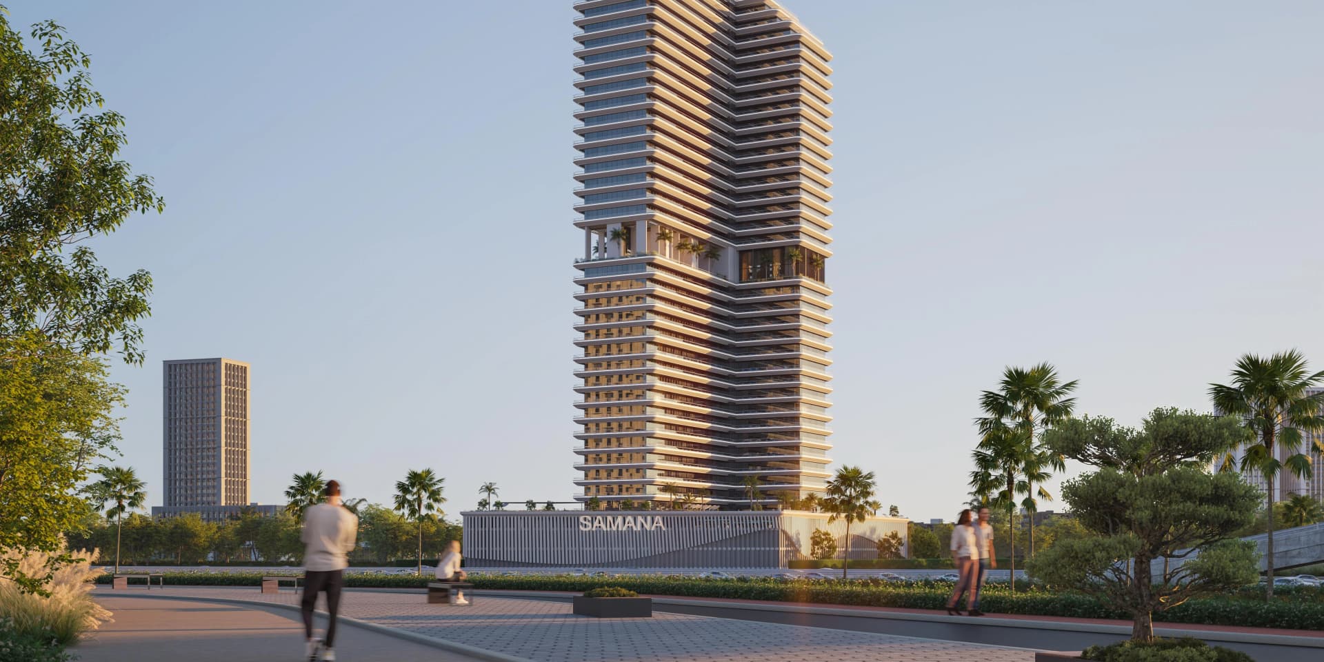 Side-by-side comparison showing construction site and completed building representing off-plan versus ready property in Dubai