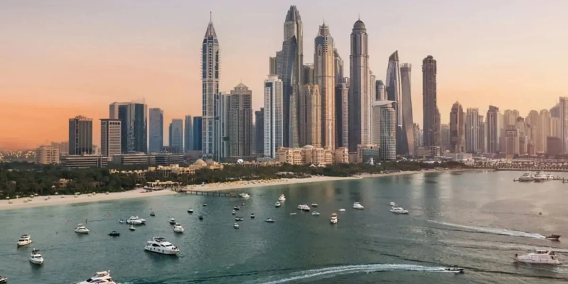Dubai Marina skyline with investment properties highlighted