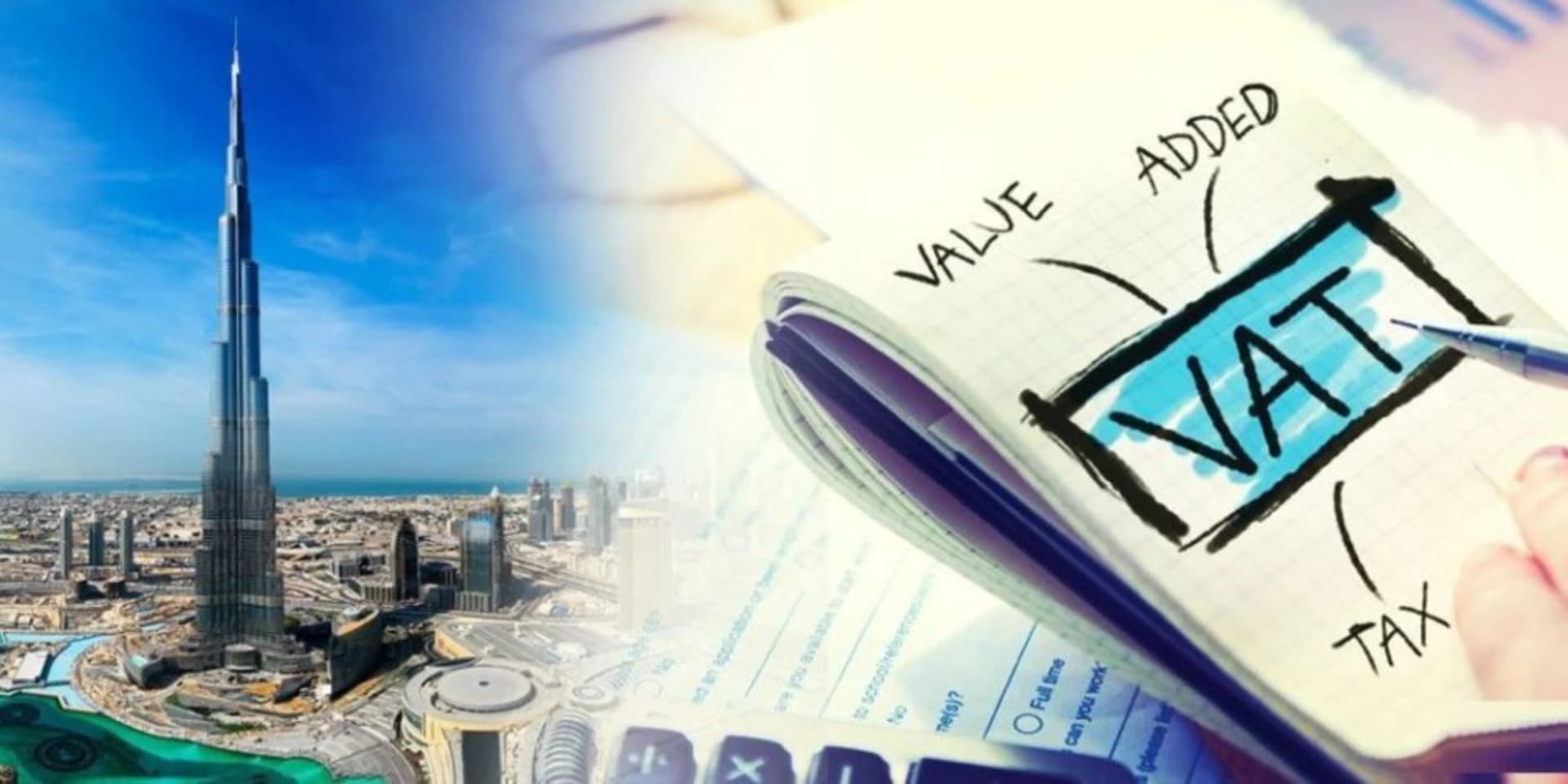 VAT implications for Dubai real estate with tax documents and property imagery