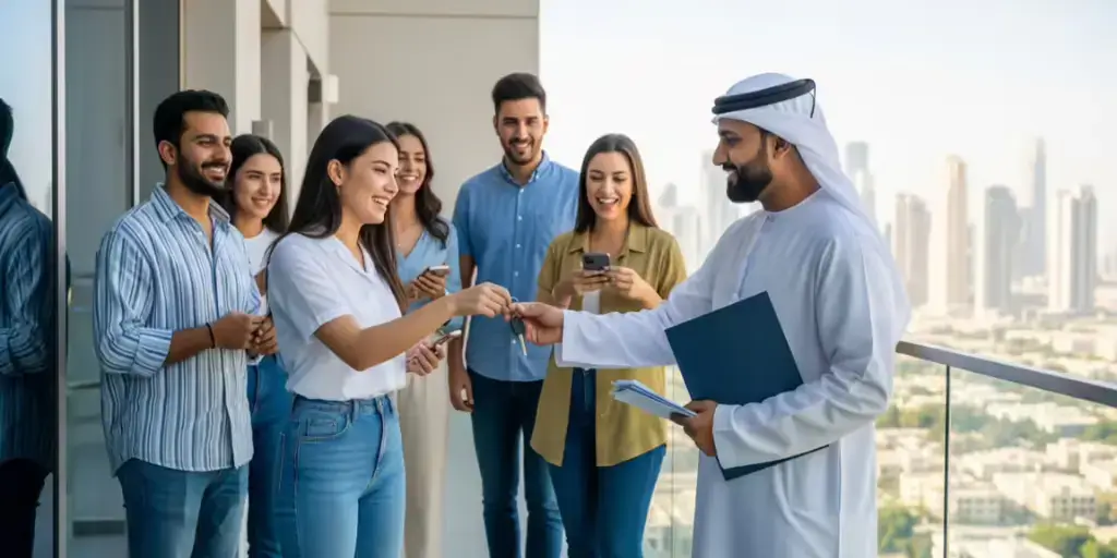 Dubai first-time home buyer receiving keys to their new property