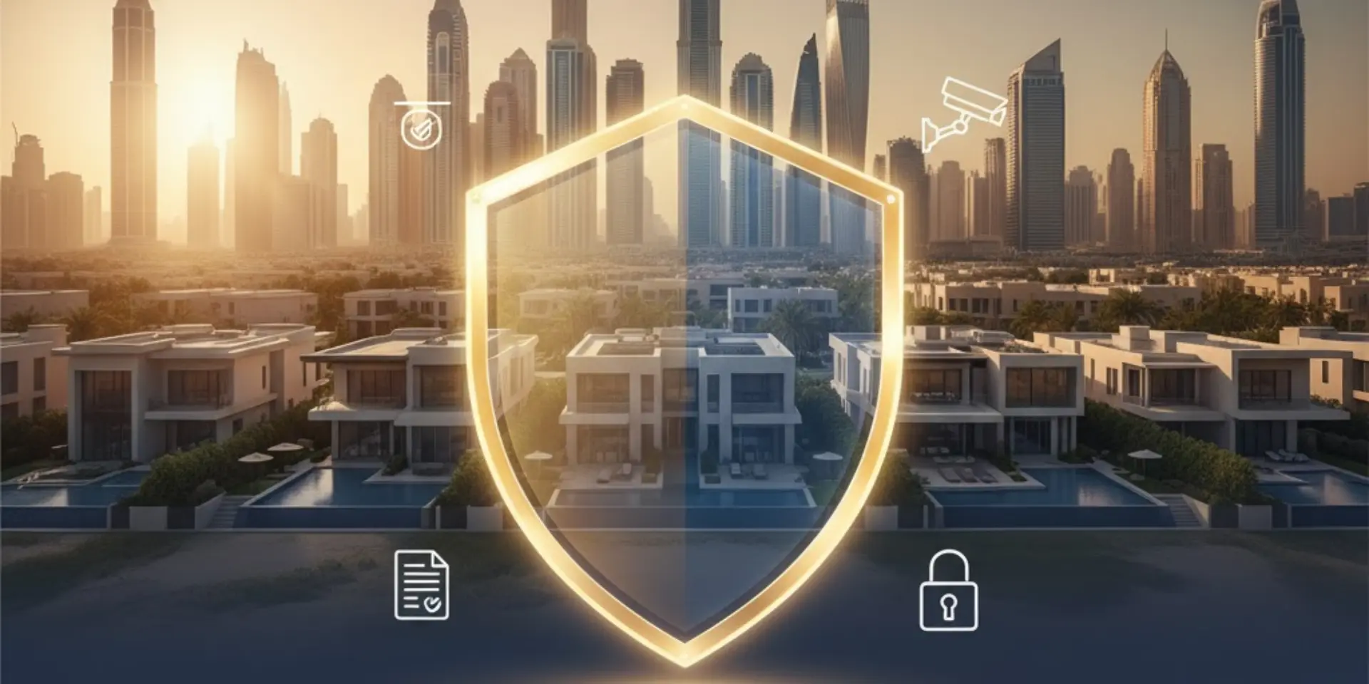 Property and home insurance protection concept for Dubai real estate