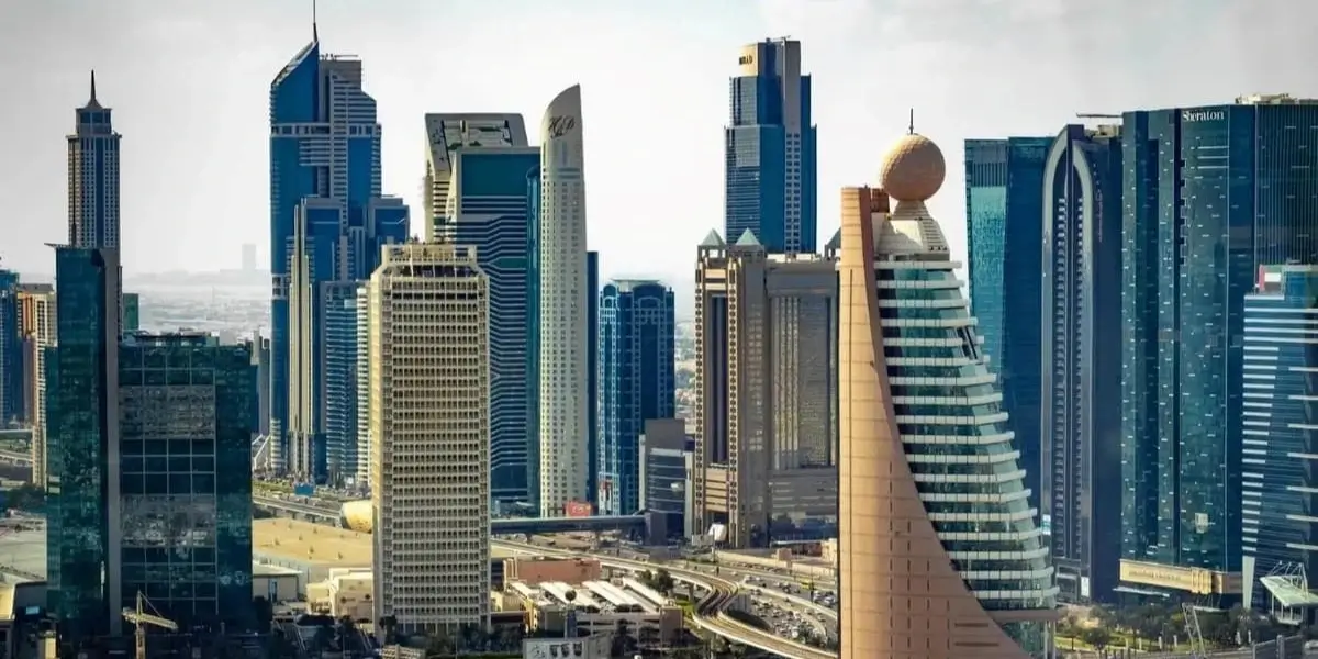 Dubai skyline with upcoming major real estate developments highlighted